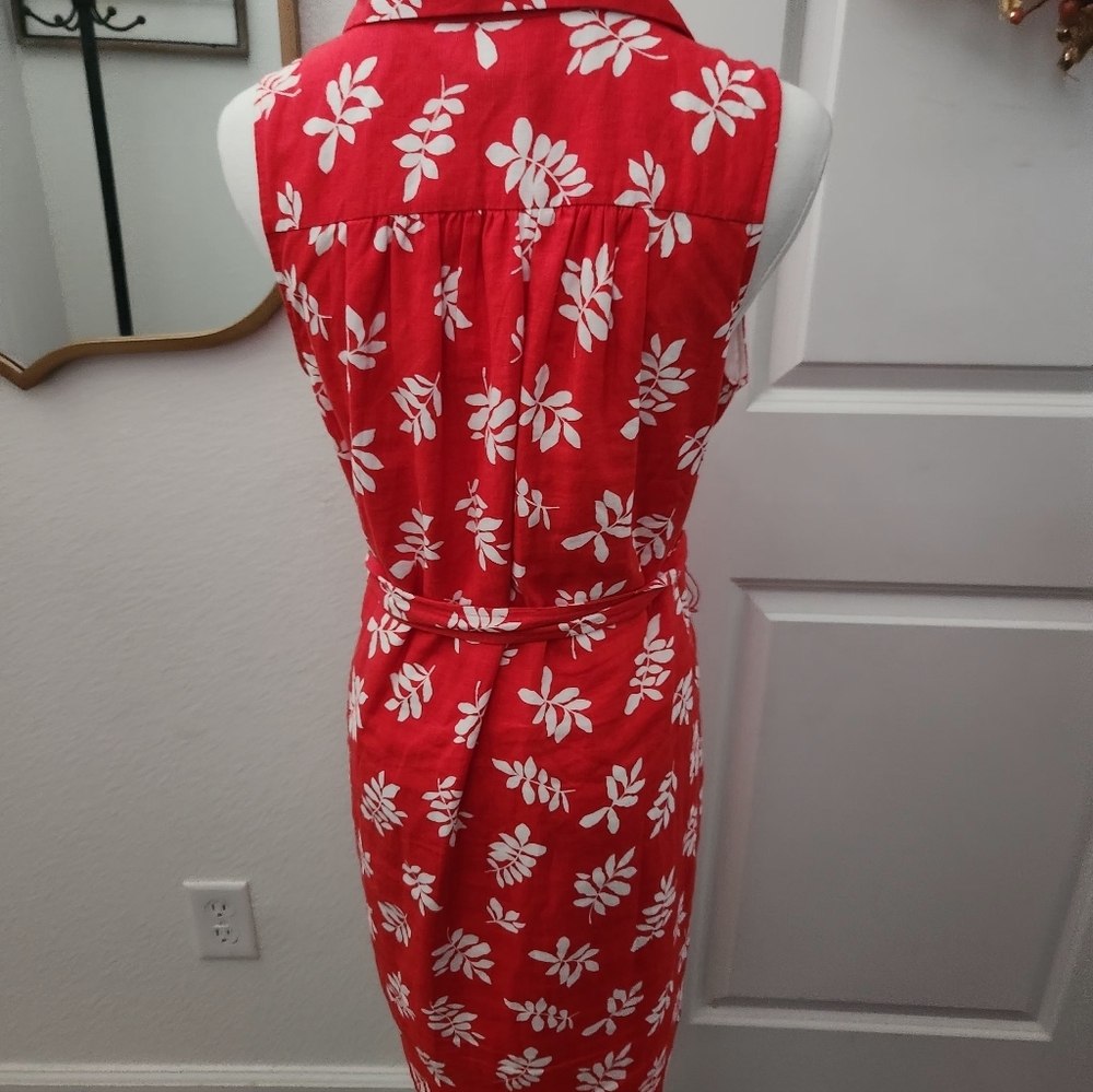 NWT Ann Taylor Red Floral Sleeveless Dress - Picture 3 of 4
